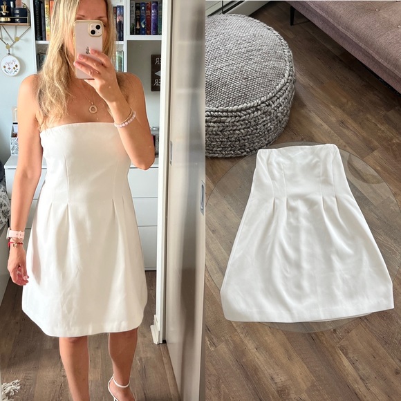 New Oak+Fort Strapless White Mini Formal Evening Wedding Bridal Feminine Party - Picture 2 of 2